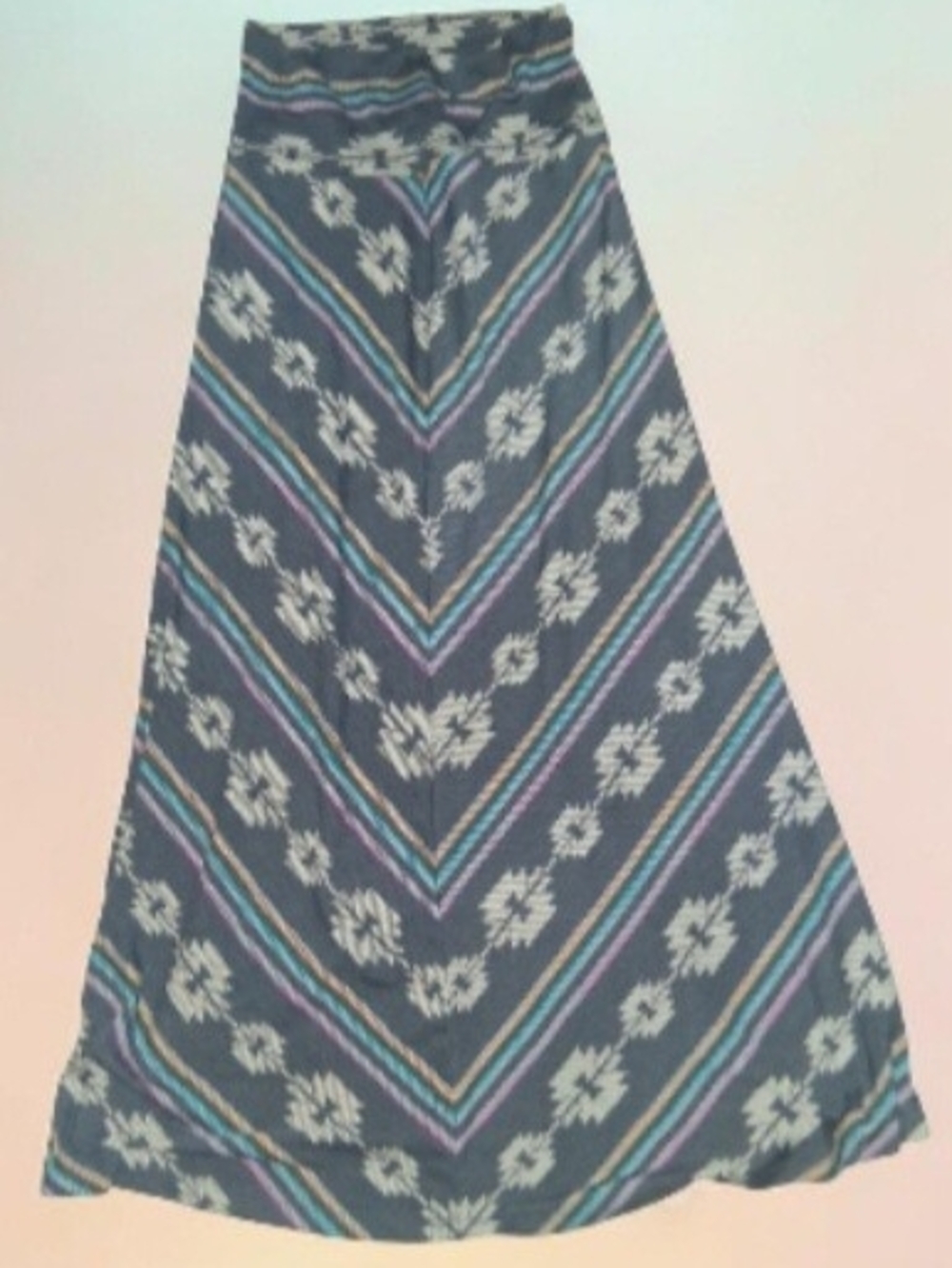 Mossimo Supply Co. Navy Chevron Floral Maxi Skirt with Pastel Stripes